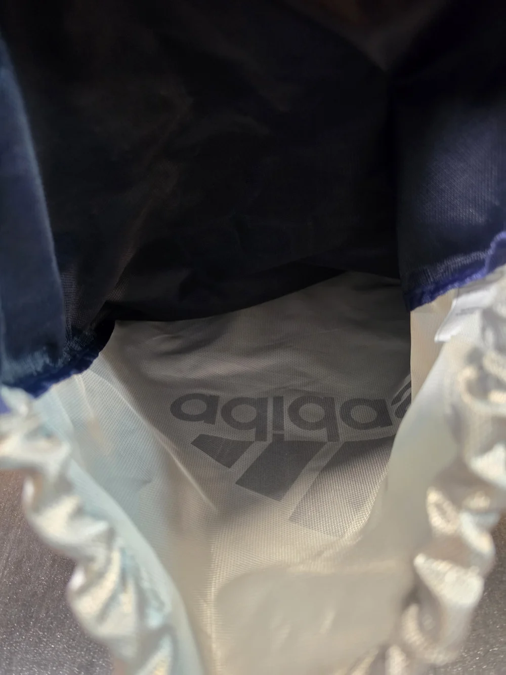 adidas Reversible Drawstring Backpack Gray Navy Sackpack Gym Sports Bag